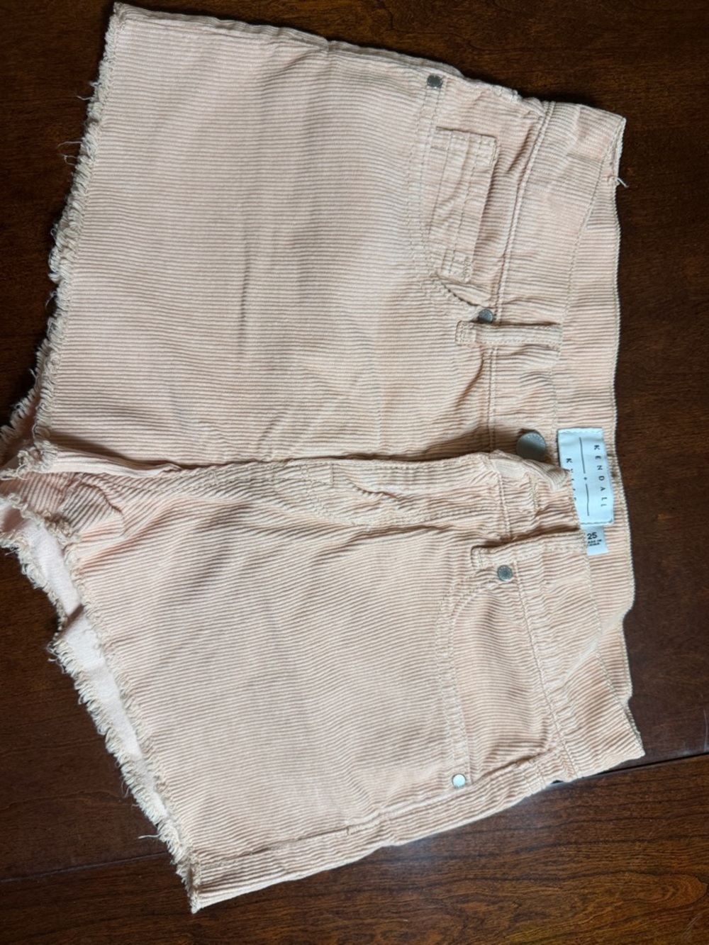 Kendall & Kylie Women's Peach Corduroy Frayed Hem Shorts size 25